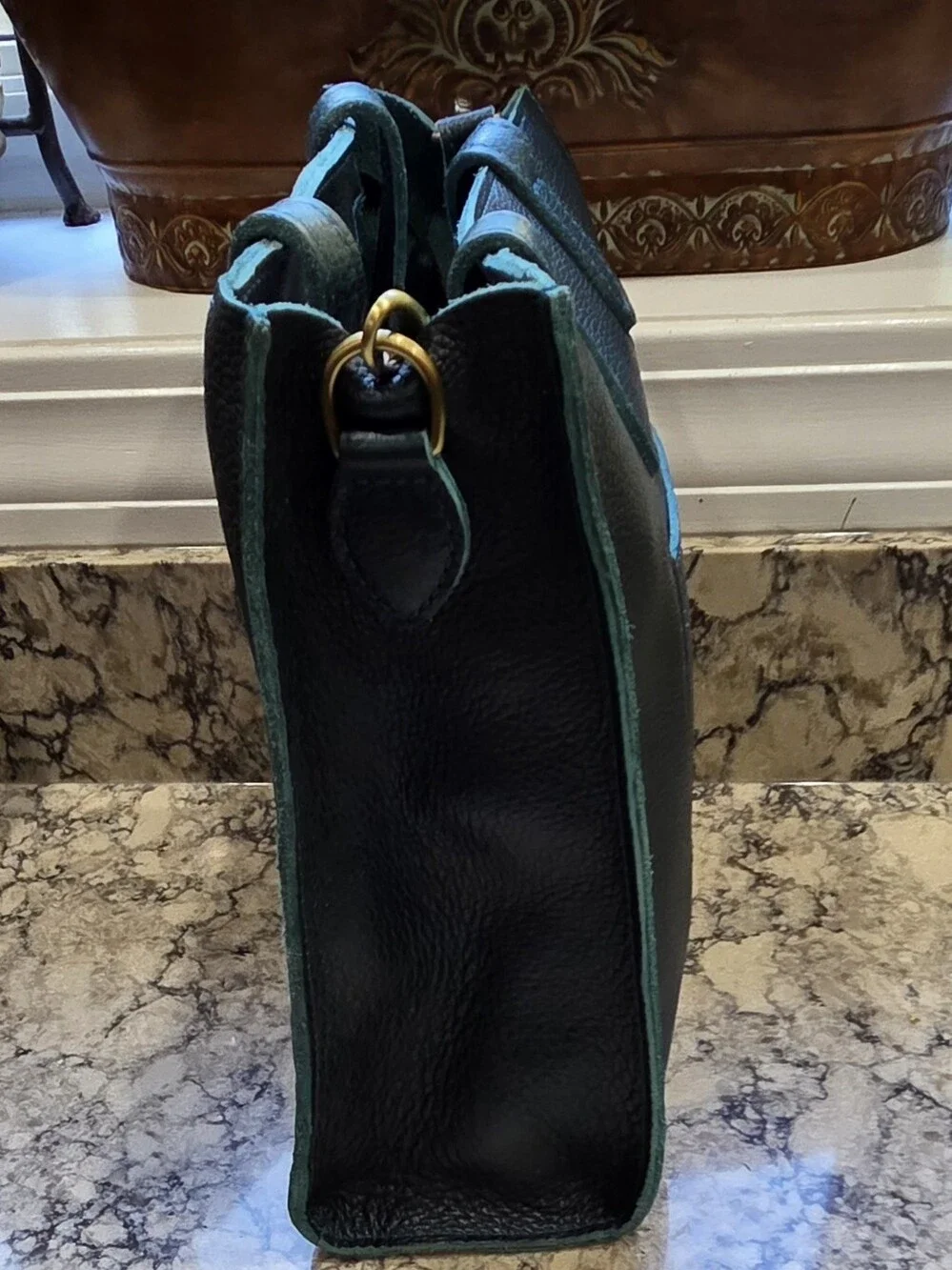 Portland Leather Lagoon NS Lola Crossbody Tote - Picture 3 of 6